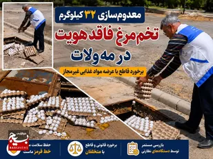 ۳۲ کیلوگرم تخم&zwnj;مرغ غیرقابل مصرف در مه&zwnj;ولات معدوم شد
