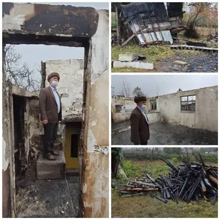 بازدید از واحد مسکونی روستایی که بر اثر اتصالات برق دچار حریق و بکلی تخریب شده