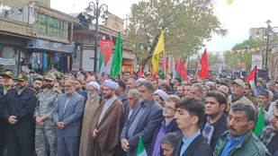 گزارش تصویری|تجمع مردم شهرستان خوی در حمایت از حمله موشکی و پهپادی سپاه پاسداران انقلاب اسلامی به رژیم صهیونیستی