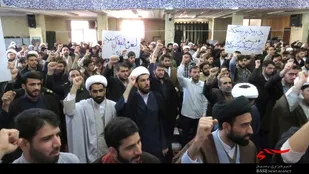 تجمع اعتراض&zwnj;آمیز طلاب و روحانیون همدان در حمایت از مردم یمن برگزار شد
