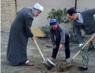کاشت ۱۱نهال مثمر توسط بسیجیان   به نیت ۱۱ شهید مدفون در آستان مقدس امامزادگان حضرتین(ع)