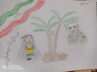 تصاویری از هنرمندی بسیجیان نوجوان پایگاه فضیلت از چهره "حاج قاسم سلیمانی"