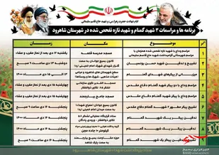 برنامه&zwnj;ها و مراسمات پیکر پاک ۴ شهید گمنام و تازه تفحص شده شاهرود