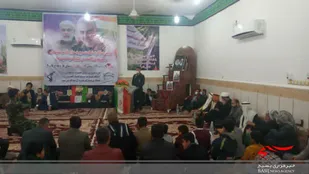 برگزاری مراسم یادواره در دومین سالگرد شهادت حاج قاسم سلیمانی در آبادان.