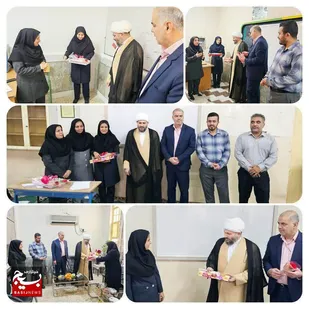 تجلیل فرماندار و امام جمعه گتوند از معلمان مدرسه هاجر به مناسبت روز معلم