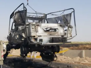حادثه خودروی نظامی در محدوده ورامین تلفات انسانی نداشت