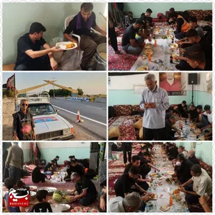 پذیرایی خادمین موکب قمربنی هاشم روستای ذلقی هندیجان از زائران
