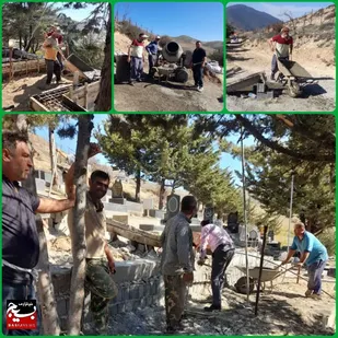 آدینه ای پاییزی با طعم خوش خدمت به شهیدان / گلزار شهدای روستای نیموَر نوشهر درحال بهسازی است