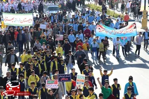 راهپیمایی استکبارستیزی ۱۳ آبان در تربت&zwnj;جام/اجتماع شیعه و اهل سنت در حمایت از جبهه مقاومت +فیلم و تصاویر