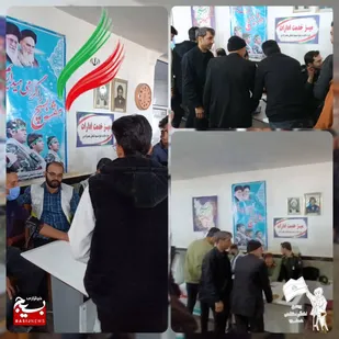 برپایی میز خدمت قبل از اقامه نماز عبادی سیاسی جمعه در مسجد جامع نیر