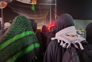 حمایت از فلسطینی ها در پیاده روی اربعین