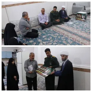 دیدارجانشین فرماندهی و مسئول دفتر نمایندگی ولی فقیه ناحیه مقاومت بسیج سپاه بستک با همسر شهید علی رخش&zwnj;بهار