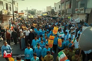 مراسم راهپیمایی یوم&zwnj;الله سیزده آبان در برازجان برگزار شد