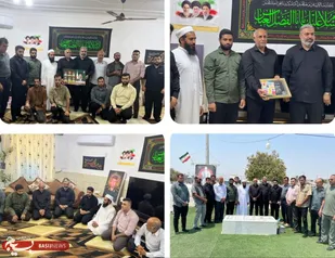 دیدار فرمانده ناحیه بسیج سپاه بستک&nbsp; به همراه فرمانده حوزه شهید حاج قاسم سلیمانی با خانواده شهید صادق دروگر در سالروز شهادت امام رضا(ع)
