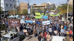 راهپیمایی مردم خواف در محکومیت ترور سید حسن نصرالله