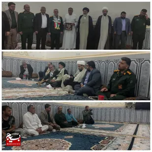 دیدارآیت الله حسن زاده نماینده مردم استان خوزستان در مجلس خبرگان و فرمانده ناحیه مقاومت بسیج دشت آزادگان ومسئولین شهر کوت سید نعیم از خانواده شهید به مناسبت هفته دفاع مقدس