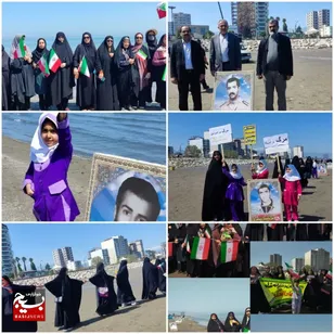 فیلم/ تشکیل زنجیره انسانی در ساحل شهرستان تنکابن