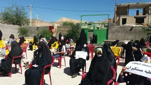 تجمع اعتراضی جمعی از بانوان ماهنشان  در واکنش به جنایات رژیم صهیونیستی در نوار غزه