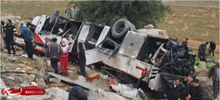 حادثه تلخ اتوبوس سربازها ۱۷ مصدوم برجا گذاشت