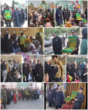 آئین پرچم گردانی و استقبال از خادمان بارگاه ملکوتی امام رضا (ع) در پیشوا