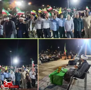 مردم بندرهندیجان دراجتماع حماسی موج ۱۸۶ پای ایران ایستاده&zwnj;اند