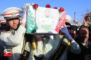 تشییع پیکر مطهر شهید امنیت، سرگرد حسن برون در زادگاهش قلعه تل شهرستان باغملک برگزار شد