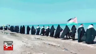 فیلم/ زنجیره انسانی دفاع و تکریم پاسداران در مقابله با رژیم صهیونیستی مردم امیرکلا