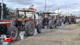 رژه تراکتوری کشاورزان روستای حسین آباد