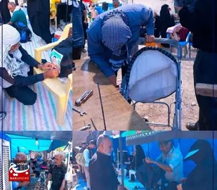 خدمت&zwnj;رسانی کاروان جهادی خدّام الرضا اصناف و بازاریان اسفراین به زائران اباعبداللّه الحسین علیه&zwnj;السلام
