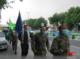 دو امدادی رزمندگان گردان 103 امام حسین(ع)به مناسبت آزادسازی خرمشهر وپیروزی مقاومت غزه اجرای برنامه