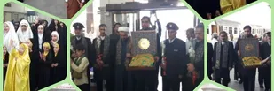 برگزاری آیین استقبال از خادمان بارگاه ملکوتی امام رضا (ع) در راه آهن شمالشرق (۱) شاهرود