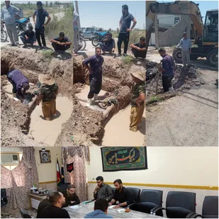 تعمیر لوله آب آشامیدنی در روستای رمیله آبادان