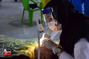 خدمات&zwnj;رسانی کاروان سلامت جمعیت هلال احمر استان همدان با مشارکت قرارگاه جهادی الکفیل