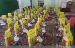توزیع 80 بسته مواد غذایی توسط گروه جهادی پایگاه مقاومت بسیج ریحانه النبی بجنورد