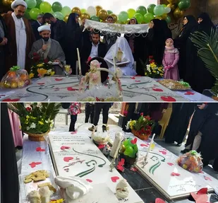 برگزاری  مراسم عقد زوج جوان در کنار گلزار شهدای گمنام ملارد