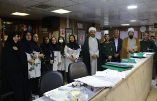 دیدار مسئول نمایندگی ولی&zwnj;فقیه در سپاه صاحب الزمان با کادر درمان و پرستاران بیمارستان امام خمینی ره شهرستان فلاورجان