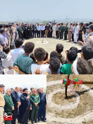 آئین کلنگ&zwnj;زنی ساخت یادمان شهید گمنام در روستای امام آباد منطقه توکهور و هشتبندی میناب