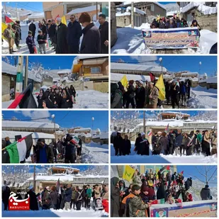 حضور مردم روستای کارمزد در راهپیمایی روز ۲۲ بهمن