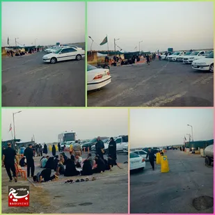 استقبال و پذیرایی در موکب طریق کربلا روستای کریم آبادبندر هندیجان از زائران