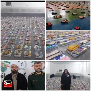 توزیع کیف و نوشت افزار بین دانش آموزان نیازمند توسط بسیج سازندگی و قرارگاه منطقه&zwnj;ای ایذه