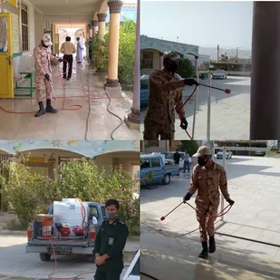 ضد عفونی محل سنجش دانش آموزان توسط حوزه بسیج جناح در بستک