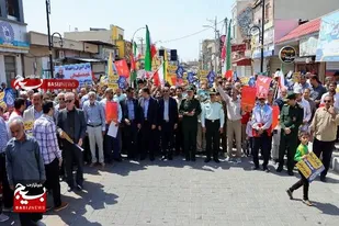 حضور پرشور و گسترده مردم در راهپیمایی روز جهانی قدس در شهر خورموج