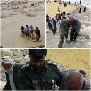 بسیج ناجی افراد گرفتار در سیل رودخانه علاء باغ&zwnj;ملک