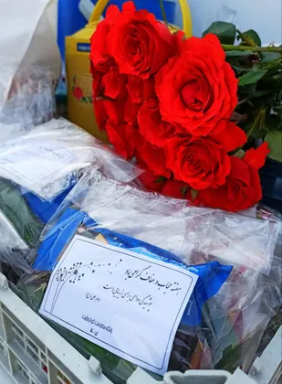 اهدا گل به بانوان شاهرودی در هفته عفاف و حجاب