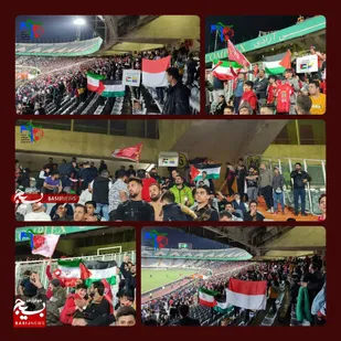 حمایت از فلسطین و اندونزی در ورزشگاه آزادی+ عکس