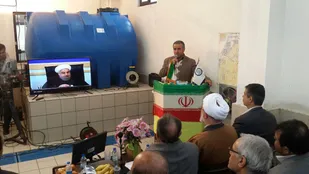 افتتاح پروژه آبرساني به ۲۳ روستاي بخش بسطام شاهرود موسوم به شهداي گمنام از طريق ويدئو كنفرانس توسط رئيس جمهور