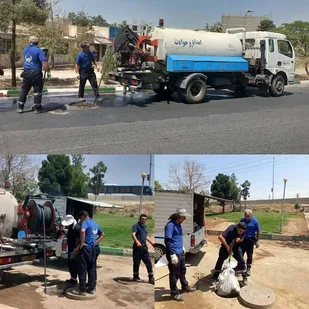 شستشو و لایروبی خط شبکه جمع آوری فاضلاب  پادگان یگان ویژه