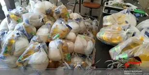 توزیع 110 بسته مواد غذایی در روستای گریوان و کلاته غلامحسین شهرستان بجنورد