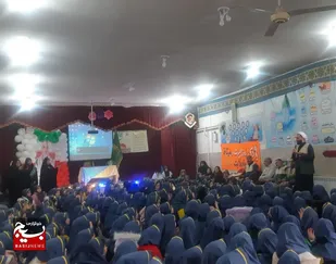 نواختن زنگ مقاومت با حضور خادمیاران رضوی در مدارس
