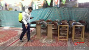 فعالیت بسیجیان حوزه ۹ جوادالائمه (ع) ناحیه مقاومت بسیج  امام صادق (ع) در راستای جلوگیری از شیوع ویروس کرونا